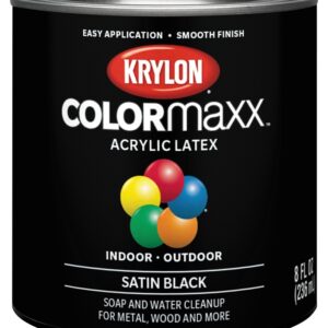 Krylon K05613007 Paint, Satin, Black, 8 oz, 25 sq-ft Coverage Area