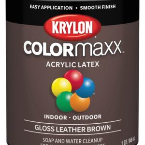 Krylon K05622007 Paint, Gloss, Leather Brown, 32 oz, 100 sq-ft Coverage Area