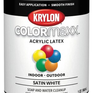 Krylon K05628007 Paint, Stain, White, 32 oz, 100 sq-ft Coverage Area