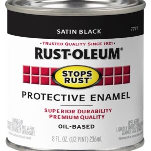 Rust-Oleum Stops Rust 7777730 Enamel Paint, Oil, Satin, Black, 0.5 pt, Can