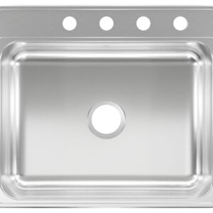 Kindred CSLA2522-6-4N Sink, 4-Faucet Hole, 25 in OAW, 22 in OAH, Stainless Steel, Drop-In, 1-Bowl