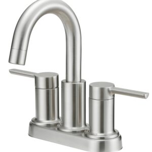Boston Harbor TOBI22010009NP Lavatory Faucet, 1.2 gpm, 2-Handle, 3-Faucet Hole, Metal/Plastic, Brushed Nickel