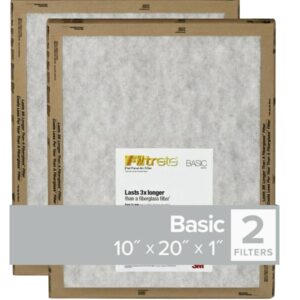 Filtrete FPL07-2PK-24 Air Filter, 20 in L, 10 in W, 2 MERV, For: Air Conditioner, Furnace and HVAC System