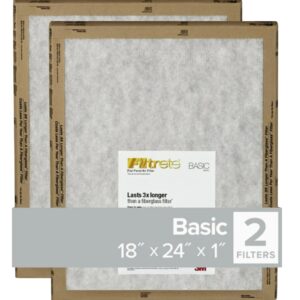 Filtrete FPL21-2PK-24 Air Filter, 24 in L, 18 in W, 2 MERV, For: Air Conditioner, Furnace and HVAC System