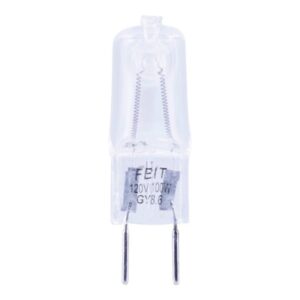 Feit Electric BPQ100/8.6 Halogen Bulb, 100 W, Candelabra GY8.6 Lamp Base, JCD T4 Lamp, 3000 K Color Temp