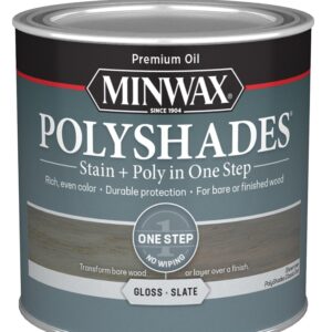 Minwax PolyShades 214984444 Interior Wood Stain, Gloss, Slate, Liquid, 0.5 pt