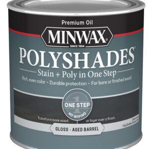 Minwax PolyShades 214994444 Interior Wood Stain, Gloss, Aged Barrel, Liquid, 0.5 pt