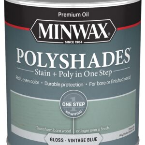 Minwax PolyShades 614944444 Interior Wood Stain, Gloss, Vintage Blue, Liquid, 1 qt