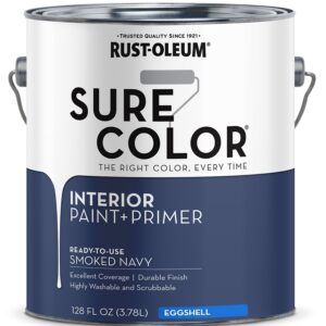 Rust-Oleum Sure Color 380226 Interior Wall Paint, Eggshell, Smoked Navy, 1 gal, Can, 400 sq-ft Coverage Area
