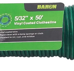 Baron 51503 Clothesline, #5, 50 ft L, Plastic/Vinyl, Green, 72 lb Working Load