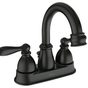 Moen Caldwell Series WS84667BL High-Arc Bathroom Faucet, 1.2 gpm, 2-Handle, 3-Faucet Hole, Metal, Matte Black