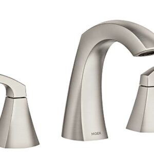 Moen 84504SRN Bathroom Faucet, 1.2 gpm, 2-Handle, 3-Faucet Hole, Spot Resistant Brushed Nickel