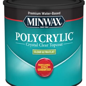 Minwax Polycrylic 211114444 Waterbased Polyurethane, Ultra Flat, Liquid, 0.5 pt