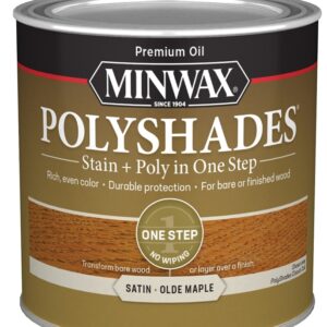 Minwax 213304444 Waterbased Polyurethane Stain, Satin, Liquid, Olde Maple, 0.5 pt, Can