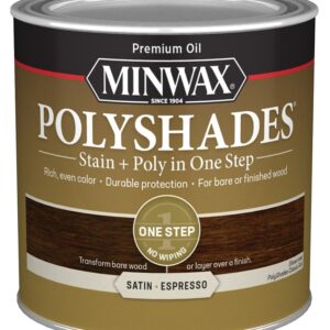 Minwax PolyShades 213974444 Waterbased Polyurethane Stain, Satin, Liquid, Espresso, 0.5 pt