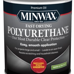 Minwax 630154444 Fast-Drying Polyurethane, Ultra Flat, Clear, 1 qt
