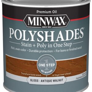 Minwax PolyShades 214404444 Wood Stain and Polyurethane, Antique Walnut, Liquid, 0.5 pt, Can