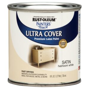 Painter's Touch Ultra Cover 267313 Latex Enamel Paint, Satin, Heirloom White, 0.5 pt