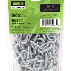 Baron 45933 Proof Coil Chain, 5/16 in, Zinc