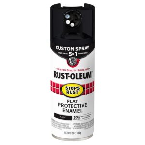 Rust-Oleum 376855 5-In-1 Enamel Paint, Flat, Black, 12 oz, Aerosol Can