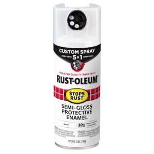 Rust-Oleum 376910 5-In-1 Enamel Paint, Semi-Gloss, White, 12 oz, Aerosol Can