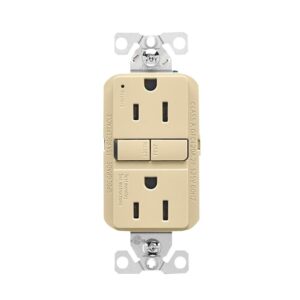 Eaton GF15V GFCI Receptacle, 125 V, 15 A, NEMA: NEMA 5-15R, Back, Side Wiring, Ivory