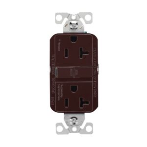 Eaton GF20B GFCI Receptacle, 125 V, 20 A, NEMA: NEMA 5-20R, Back, Side Wiring, Brown