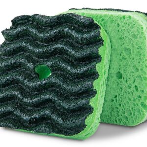 Libman 2106 Sponge with Suction Hanger, 4 in L, 4 in W, 1.88 in Thick, Cellulose/Synthetic, Green