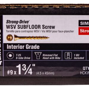 Simpson Strong-Tie Strong-Drive WSV HCKWSV134S Subfloor Screw, #9 Thread, 1-3/4 in L, Rimmed Flat Head, T25 Drive