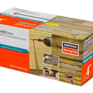 Simpson Strong-Tie Strong-Drive SDWH SDWH19400DB-R50 Timber Screw, 4 in L, Coarse Thread, Large Hex Washer Head, Tan