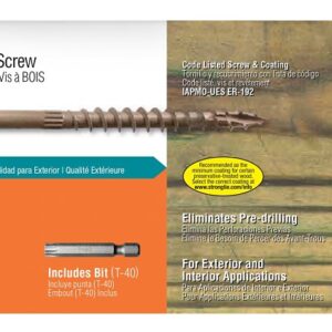 Simpson Strong-Tie Strong-Drive SDWS SDWS22400DB-R50 Timber Screw, 4 in L, Serrated Thread, Washer Head, Steel, Tan
