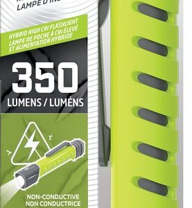 Energizer ENYPHH22 Inspection Flashlight, AAA Battery, Alkaline, Lithium-Ion Battery, LED Lamp, 350 Lumens, Gray/Green
