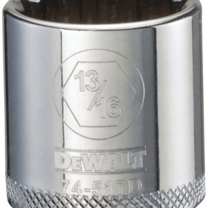 DEWALT DWMT74517OSP Hand Socket, 13/16 in Socket, 3/8 in Drive, 12-Point, Vanadium Steel, Polished Chrome