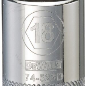 DEWALT DWMT74523OSP Hand Socket, 18 mm Socket, 3/8 in Drive, 12-Point, Vanadium Steel, Polished Chrome