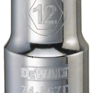 DEWALT DWMT74567OSP Drive Socket, 12 mm Socket, 1/2 in Drive, 12-Point, Vanadium Steel, Polished Chrome