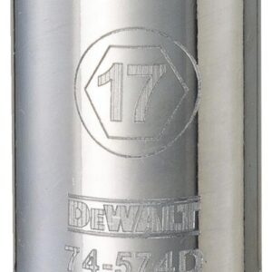 DEWALT DWMT74574OSP Drive Socket, 17 mm Socket, 1-1/2 in OAL, 1/2 in Drive, 12-Point, Vanadium Steel, Polished Chrome