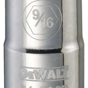 DEWALT DWMT74593OSP Drive Socket, 9/16 in Socket, 1/2 in Drive, 12-Point, Steel, Polished Chrome Vanadium