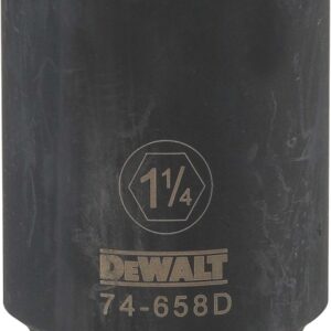 DEWALT DWMT74658OSP Impact Socket, 1-1/4 in Socket, 1/2 in Drive, 6-Point, CR-440 Steel, Black Oxide