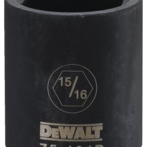 DEWALT DWMT75104OSP Deep Impact Socket, 15/16 in Socket, 1/2 in Drive, 6-Point, Steel, Black Oxide