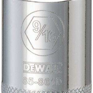 DEWALT DWMT85861OSP Hand Socket, 9/16 in Socket, 1/4 in Drive, 6-Point, Vanadium Steel, Polished Chrome