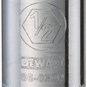 DEWALT DWMT86030OSP Hand Socket, 1/2 in Socket, 1/4 in Drive, 6-Point, Vanadium Steel, Polished Chrome