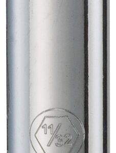 DEWALT DWMT86046OSP Drive Socket, 11/32 in Socket, 1/4 in Drive, 6-Point, Vanadium Steel, Polished Chrome