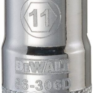 DEWALT DWMT86306OSP Hand Socket, 11 mm Socket, 3/8 in Drive, 6-Point, Vanadium Steel, Polished Chrome