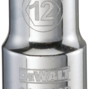 DEWALT DWMT86512OSP Drive Socket, 12 mm Socket, 1/2 in Drive, 6-Point, Vanadium Steel, Polished Chrome