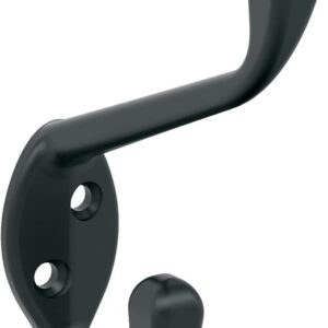 Amerock Noble Series H55451MB Double Prong Wall Hook, 7/16 in W, Zinc, Matte, 25 lb, 3-9/16 in Projection