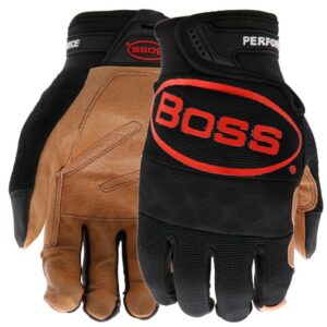 Boss Job Master B51111-XL Work Gloves, Men's, XL, Reinforced Thumb, Hook and Loop Wrist, Slip-On, Spandex, Black