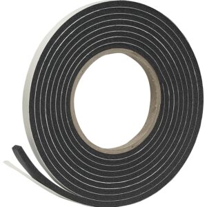 Frost King R338H Foam Tape, 3/8 in W, 10 ft L, 3/16 in Thick, Rubber, Black