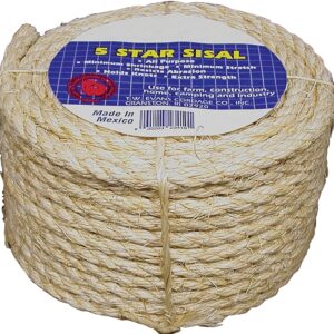 T.W. Evans Cordage 22-800 Fiber Rope, 3/4 in Dia, 600 ft L, Sisal, Natural