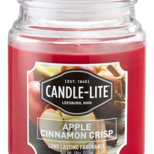 Candle-Lite 3297021 Jar Candle, Apple Cinnamon Crisp Fragrance, Crimson Candle, 70 to 110 hr Burning