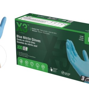 Ammex X346100 Non-Sterile Disposable Gloves, L, Nitrile, Powder-Free, Blue